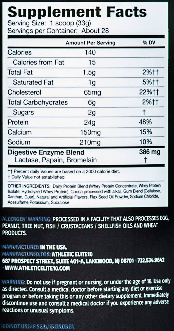 Supplement Facts for GoPro Whey 2lb