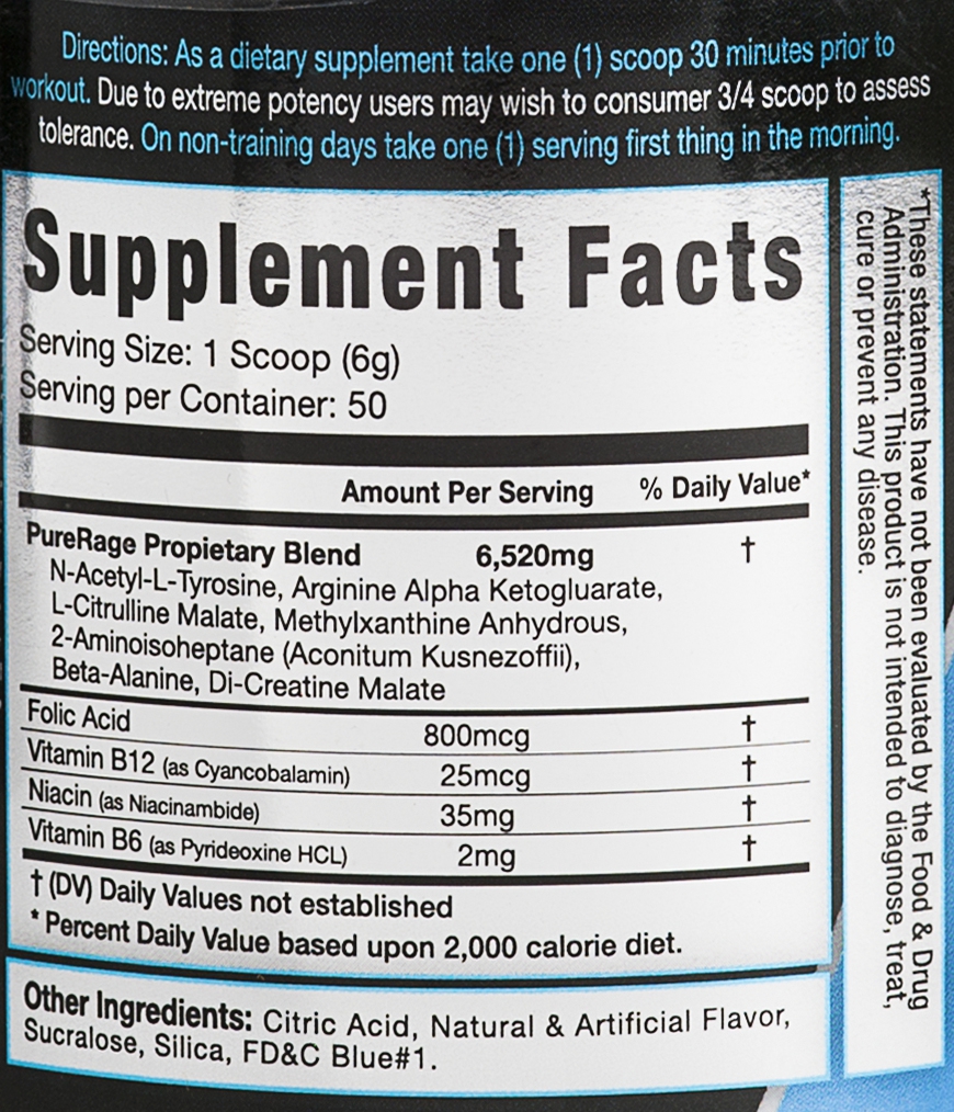 Purerage supplement facts